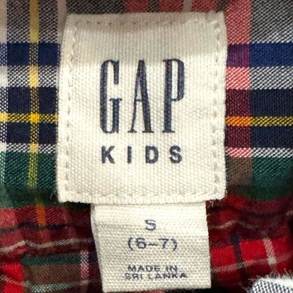 GAP Kids Boys Long Sleeve Plaid Cotton Button Down Collared Shirt. Small. 6-7. - Picture 4 of 5